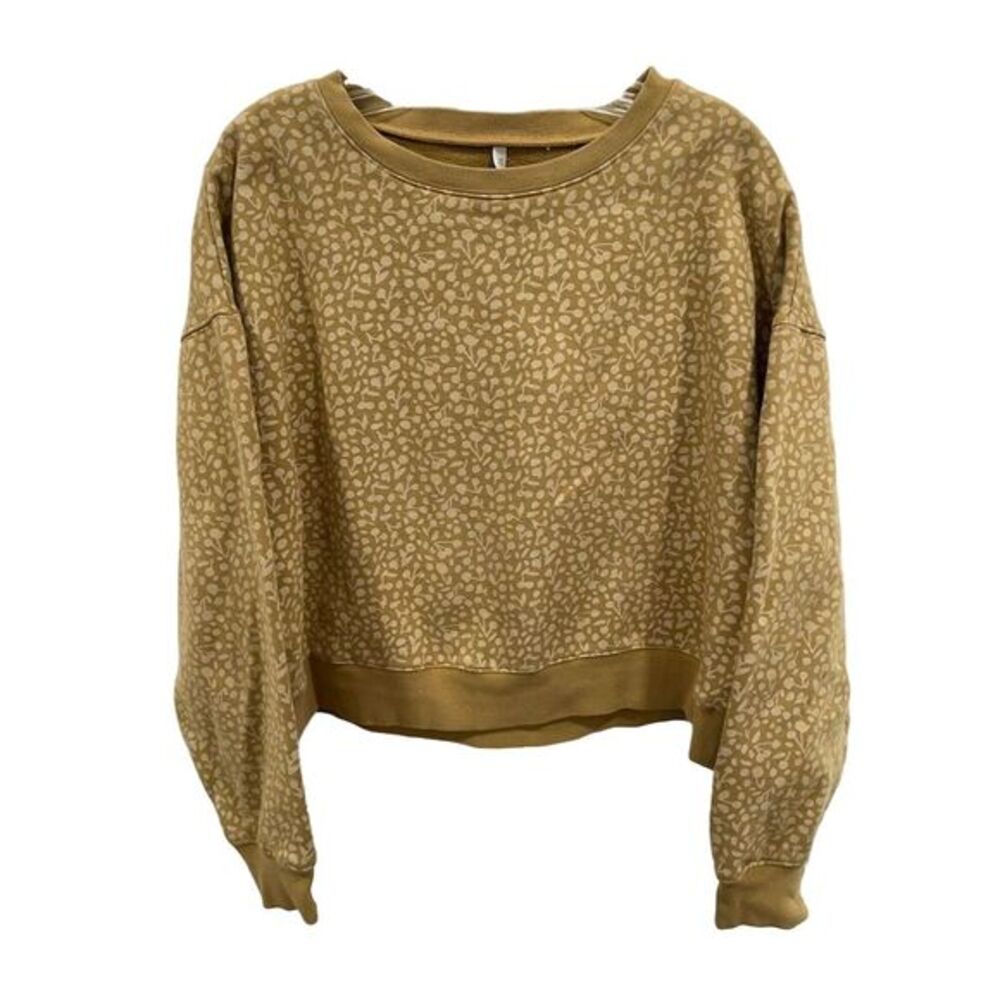Rylee + Cru Women's Sweatshirt M Yellow Abstract Crew Neck Long Sleeve‎ Soft
